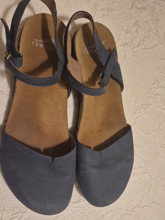 Dansko Shoes - Dansko Blue Leather Closed-Toe Slingback Clogs, Size 40